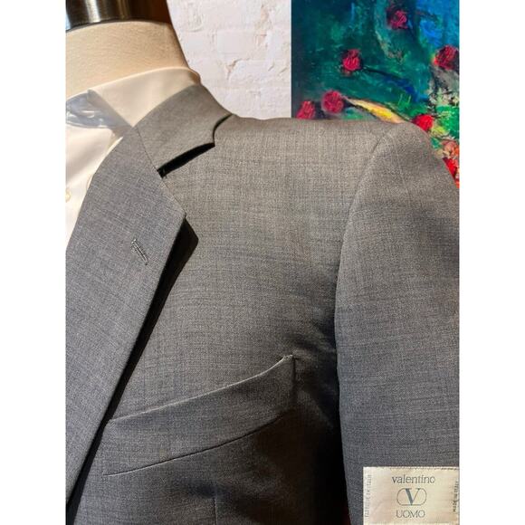 Valentino Uomo 44R Gray Nailhead Lightweight Blazer Sport Coat Jacket Note - Picture 5 of 14